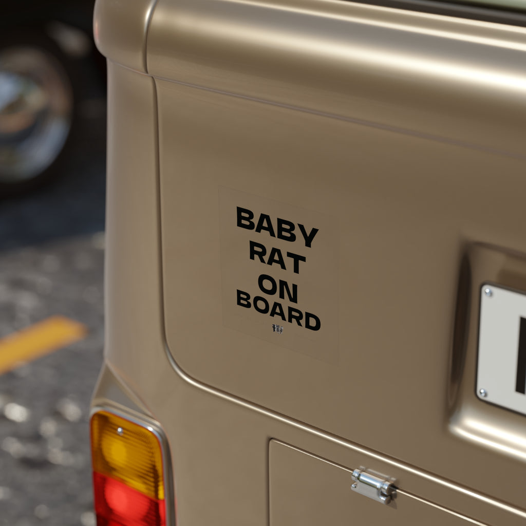 Baby Rat On Board  — Transparent Square Outdoor Sticker