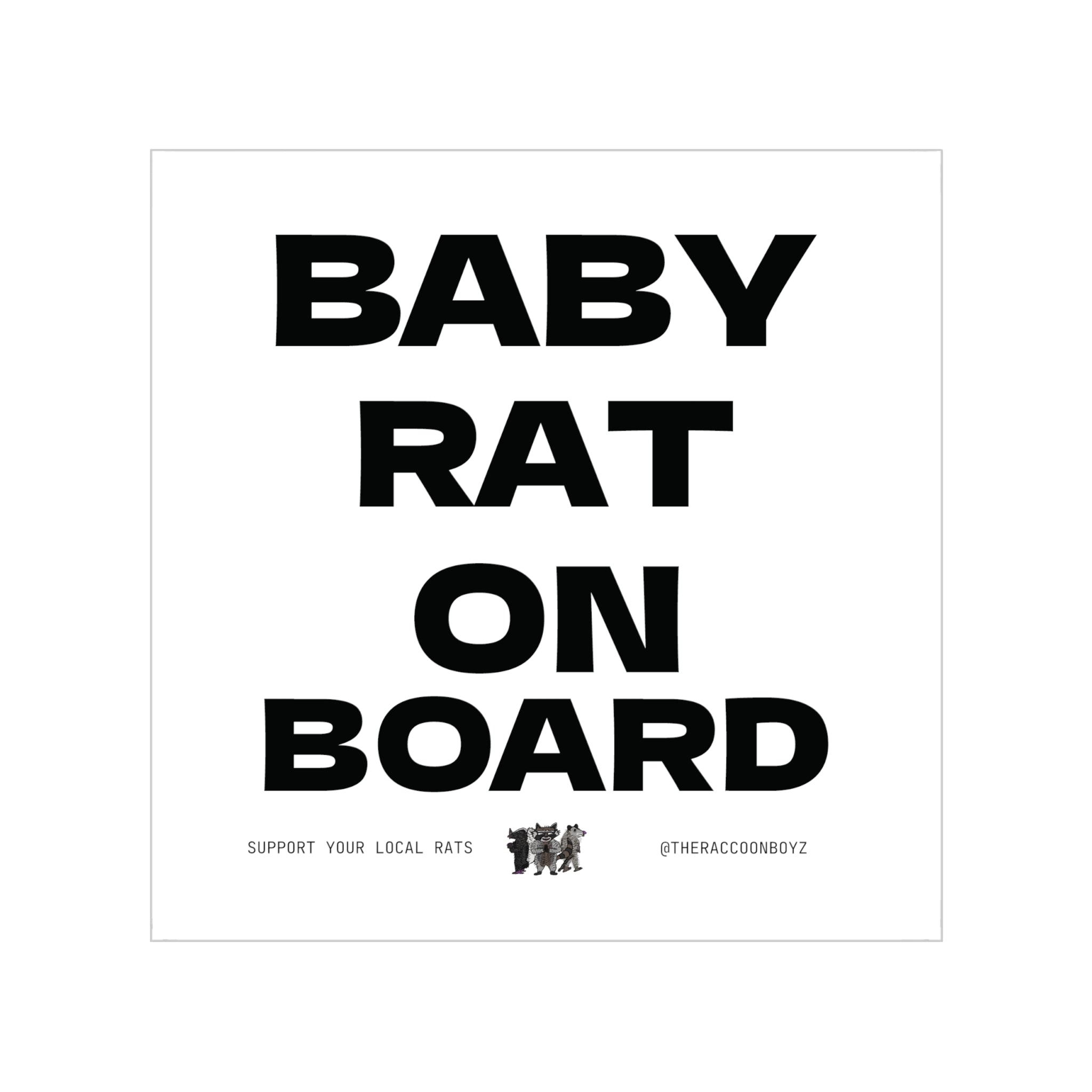 Baby Rat On Board  — Transparent Square Outdoor Sticker